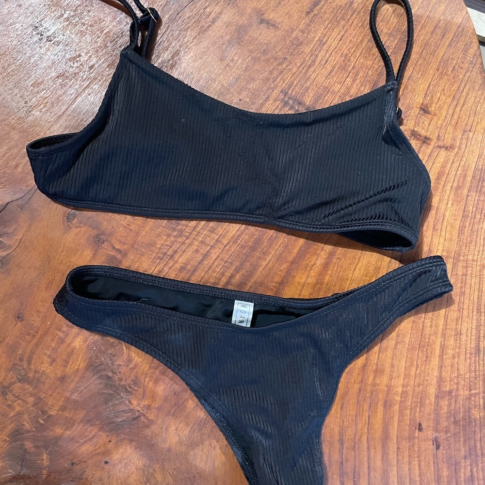 Kona Swim Black Ribbed Bikini Set